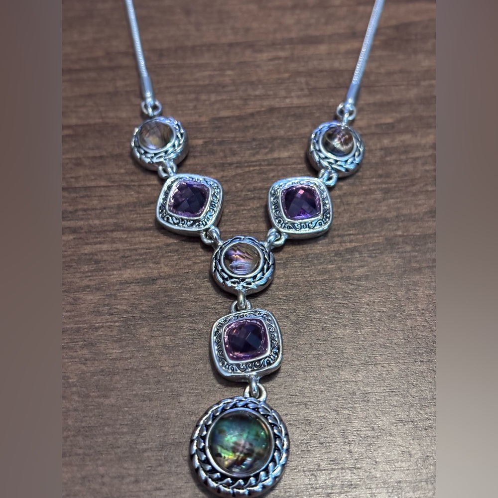 NAPIER Silver toned Y drop necklace -beautiful older piece of costume jewelry
